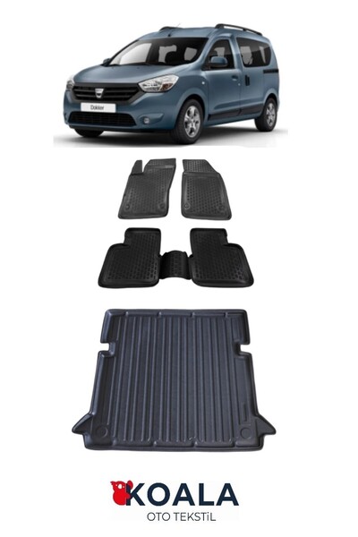 KoalaOtoTekstil Dacia Dokker Havuzlu Paspas ve Bagaj Havuzu seti 2013-sonrası