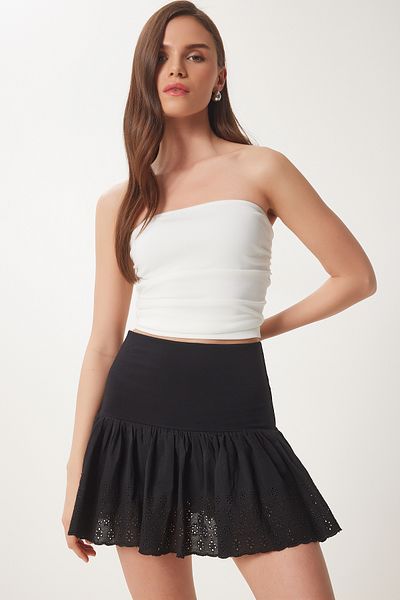 Happiness İstanbul Women's Bone Scalloped Knitted Mini