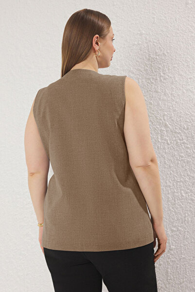 Trendyol Curve Norková oversize vázání Detailní polyvisconová vesta TBBSS25BH00021