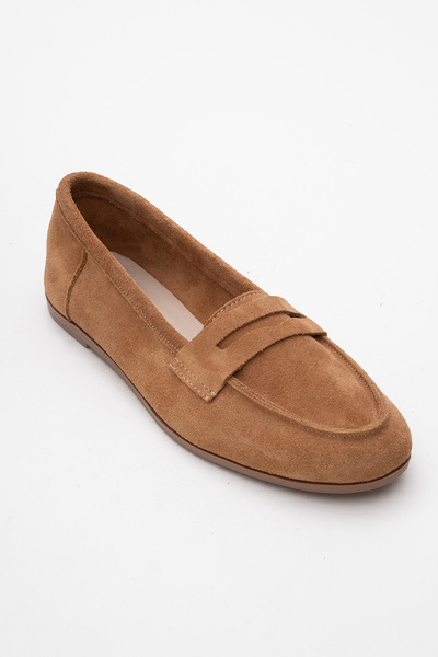 LuviShoes F02 Toprak Süet Hakiki Deri Kadın Loafer Ayakkabı