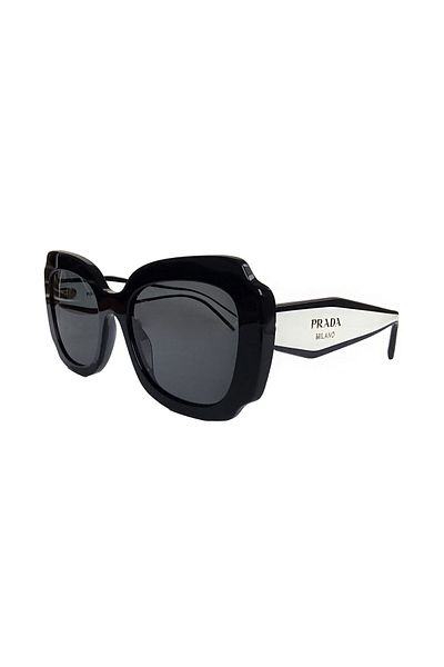 Prada Pr 16ys 09q5so 52 Geometrische schwarze Sonnenbrille für Damen Pr16y