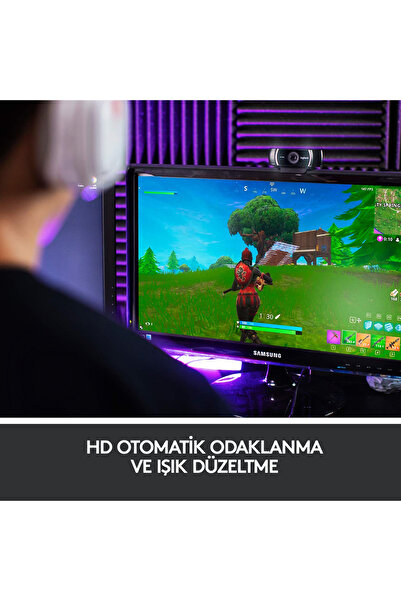 logitech C922 Full HD 1080p Yayıncılar için Profesyonel Web Kamerası - Siyah