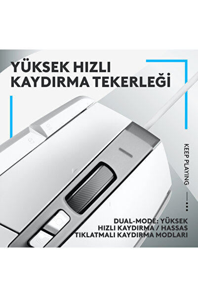 logitech G G502 X Kablolu HERO 25K Sensörlü Yüksek Performanslı Oyuncu Mouse, Beyaz 910-006147