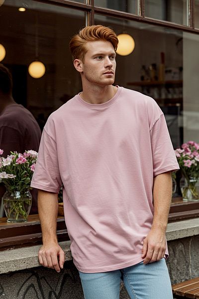 Trendyol Collection Tricou de bază cu mânecă scurtă Dusty Rose oversize/wide fit 100% bumbac TMNSS22TS0318