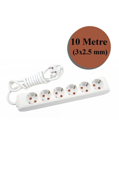 VİKO Multi-let 6 Lı 3*2,5 Mm Ttr 10 Metre Uzatma Kablosu Seyyar Uzatma Kablosu