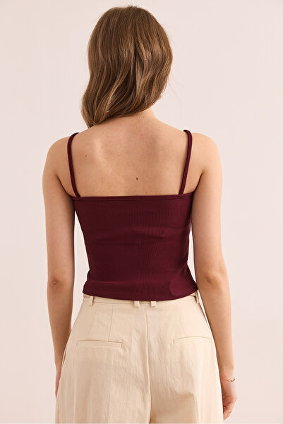 Olalook Γυναικεία μπλούζα με ραβδώσεις με καρδιά μπορντό - BLZ- 19002908