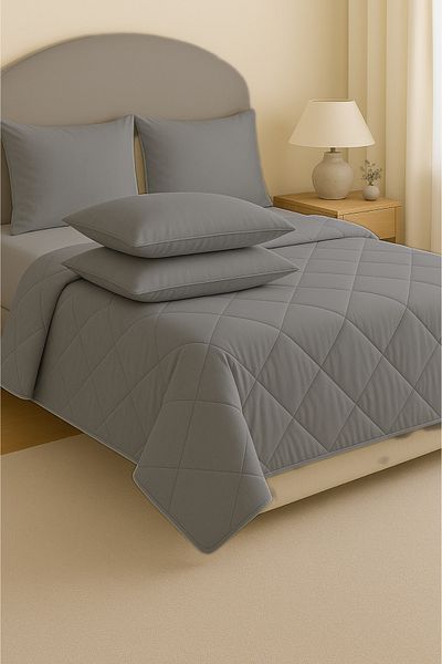 Formeya Anthracite Double Pillow and Quilt Set - 195*215