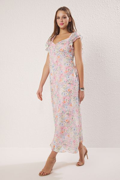 Trendyol Collection Multicolor Floral A-Line Gimp Lined Chiffon Maxi Woven Dress Twoss25El00729