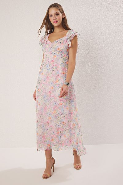 Trendyol Collection Multicolor Floral A-Line Gimp Lined Chiffon Maxi Woven Dress Twoss25El00729