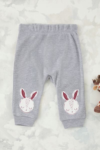 TRENDYOLKIDS Γκρι μελανζ κοριτσάκι με στάμπα πλεκτό κολάν/φούτερ TKDSS25TA00018