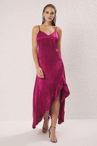 Trendyol Collection Pflaumenfarbenes A-Linien-Abendkleid für die Heimkehr TPRSS25AE00012