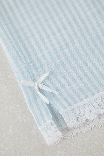 Trendyol Curve Pantaloni de pijama Blue Line Lace Conștient