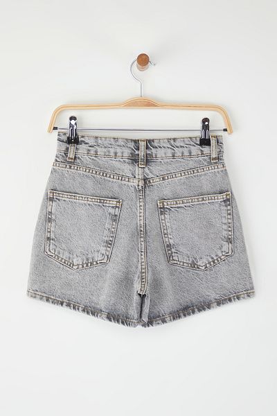 Trendyol Collection Šedé šortky City Boy Jeans Y s vysokým pasem