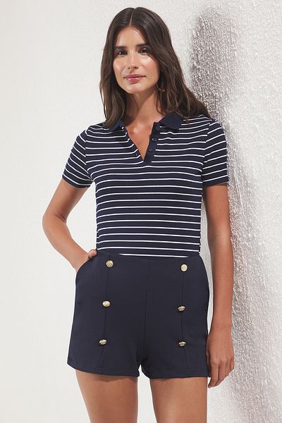 Trendyol Collection Navy Blue Gold Button Detailed Short Shorts & Bermuda Twoss25Sr00186