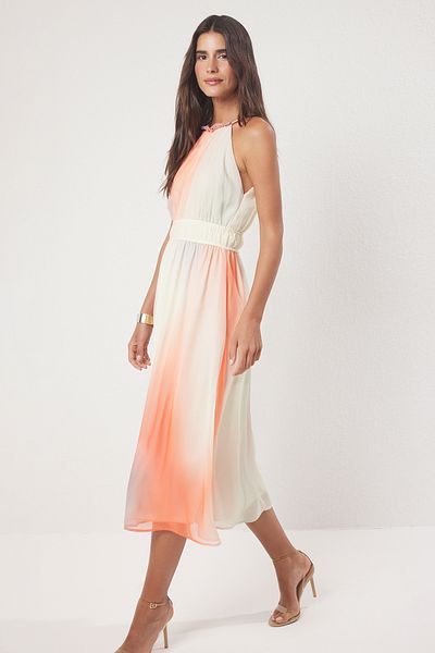 Trendyol Collection Skirt Waist Open Waist Elastic Detailed Lined Chiffon Woven Dress
