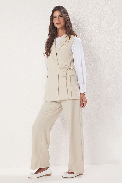 Trendyol Modest Kővászon megjelenésű szőtt alsó-felső készlet TCTSS25US00035