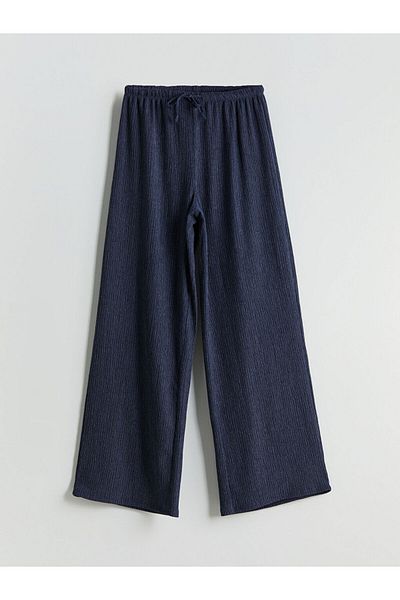 LC Waikiki Indigo Elastic Waist Textured Women's Trousers