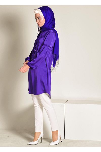 Alvina Satin Tunic with Elastic Cuffs 4334