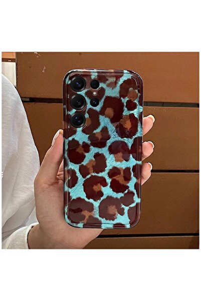 Zebana Samsung Galaxy S24 Ultra Uyumlu Kılıf Luxe Leopard Silikon Kılıf Kahve...