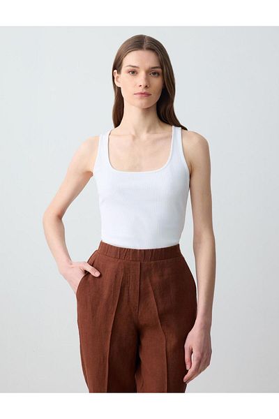 Jimmy Key White U Neck Slim Fit Tank Top