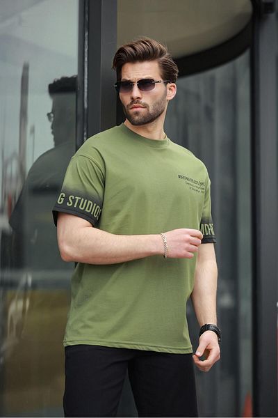 Madmext Ανδρικό T-Shirt Khaki Green 100% Cotton Printed E7143