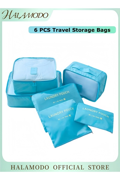 HALAMODO 6 قطع من حقائب تخزين السفر متعددة الوظائف لفرز الملابس وحقيبة ضغط السفر