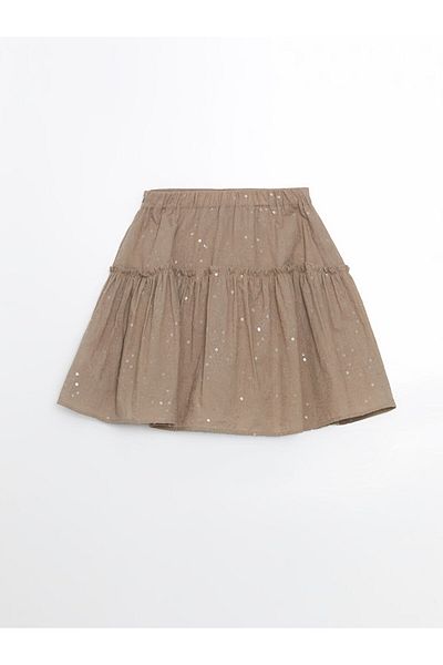 LC Waikiki Xside Beige Elastic Waist Embroidered Skirt with Shorts