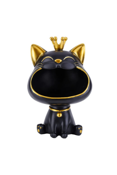 VAKIND صينية تخزين مفاتيح المدخل على شكل قطة كبيرة الفم من تاج الحظ الجديد لع...