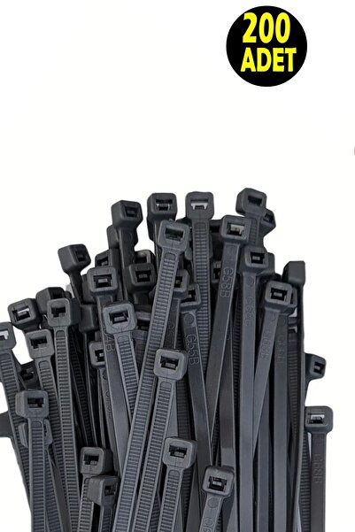 usin 200 Adet 37 Cm-3.6 Mm Siyah  Elektrik Kablosu Kablo Bağı Klips Plastik K...