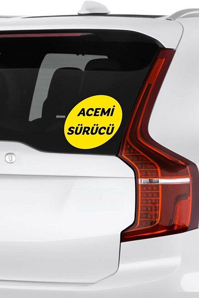 giftshoppi Black Color Beginner Driver Written Sticker on Yellow Background 15x15 Cm