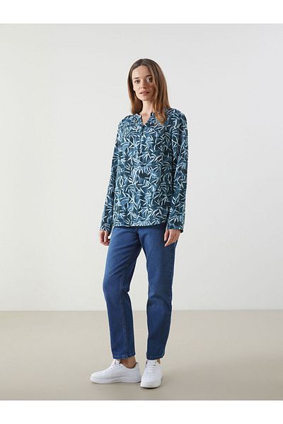 LC Waikiki Lcw Eco Green Leak Neck Floral Women's Blouse