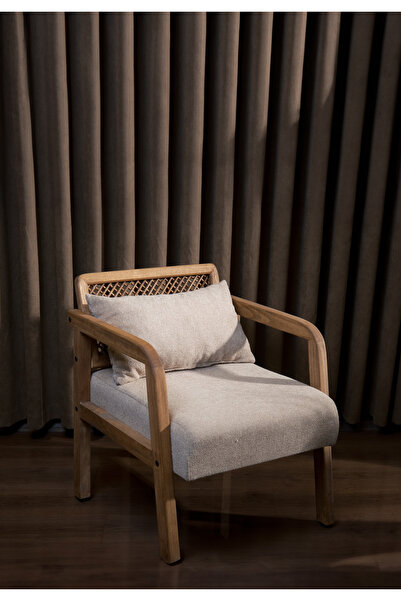 Aberteka Merda Açık Ceviz Ahşap Teddy Sütlü Kahve Berjer