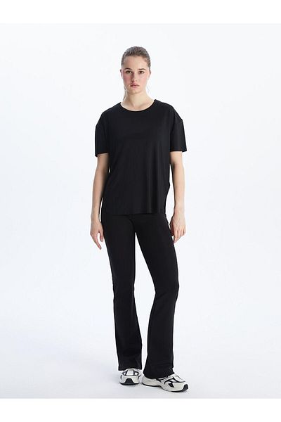 LC Waikiki KOOR Μαύρο Crew Neck Modal Mixed Γυναικείο Αθλητικό T-Shirt