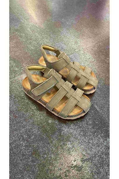 moona kids 22-31 Numara Mantar Taban Deri Haki Sandalet