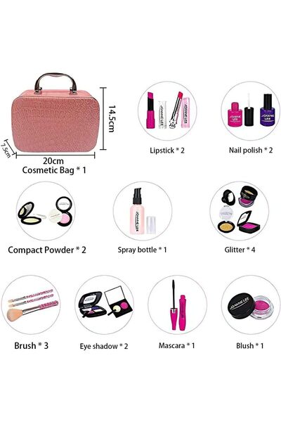 COOYA 21 Pieces Girls Play Pretend Makeup Set,with Makeup Bag,safe Edible Grade Silicone,for Kids Play