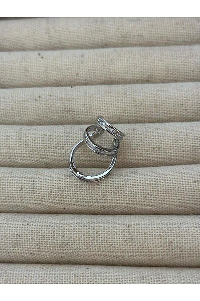 MyladyAccessoriess 3 Row Embedded Stone Detail Cartilage Earrings Silver