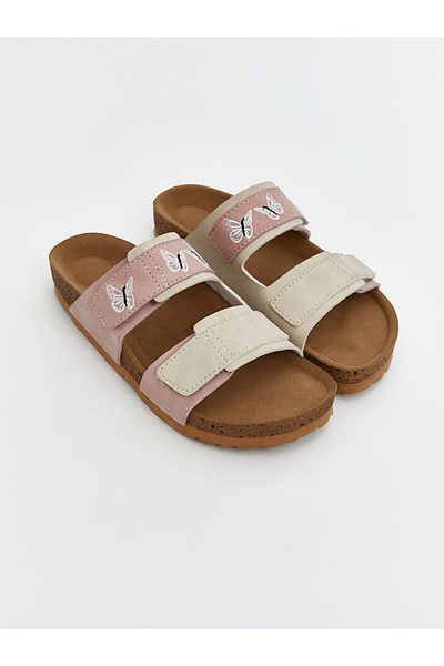 LC Waikiki Papuci de damă LCW STEPS roz cu dungi duble