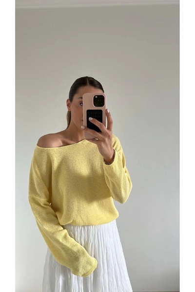Ecenin Favorileri Yellow Draped Mercerized Women's Blouse