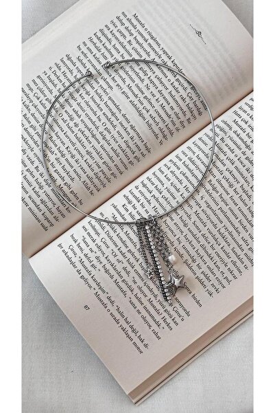 MyladyAccessoriess Taş ve Yıldız Detaylı Charm Choker Kolye Gold