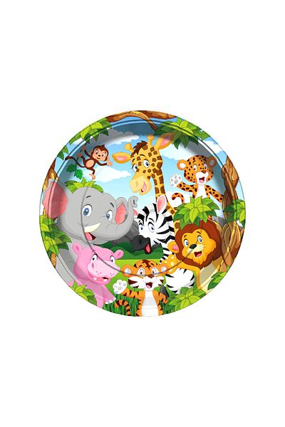 Parti Adresi Safari Concept Plate Birthday Cardboard Plate 23 Cm