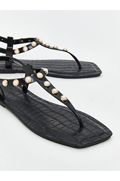 LC Waikiki LCW STEPS Siyah Kadın Taşlı Parmak Arası Terlik