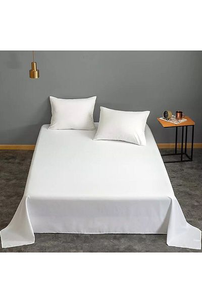 Kotonia Home Kotonia Home Hotel 100% Cotton Percale Bed Sheet, White, 180x240 cm