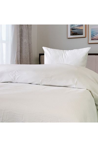 Kotonia Home Cearsaf de pat Kotonia Home Hotel Ranforce Creponat, 100% bumbac, Alb, 200x240 cm