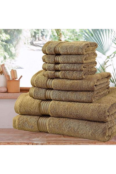 Comfy 8 Piece 100% Combed Cotton 550 GSM Highly Absorbent Towel Set - Beige