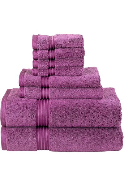 Comfy مجموعة مناشف فائقة الامتصاص من 8 قطع، مصنوعة من القطن الممشط بنسبة 100%، بوزن 550 جرام لكل متر مربع - أرجواني