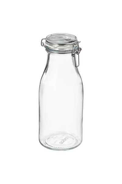 IKEA IKEA KORKEN 1L Glass Bottle-Shaped Jar with Lid – Clear, Airtight Storage Container