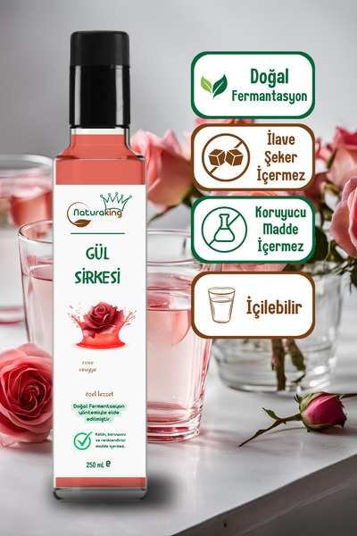 Naturaking Doğal Fermente Gül Sirkesi (GELENEKSEL, KATKISIZ) [250 Ml] / Rose ...