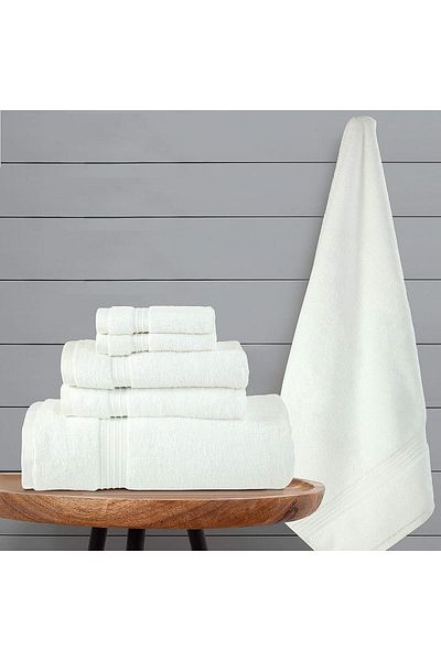 Comfy 550 GSM Set of 6 100% Cotton Towel Set - White