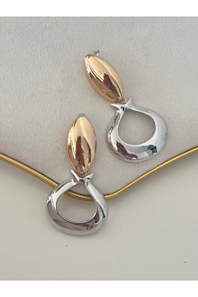 MyladyAccessoriess أقراط متدلية بتفاصيل قطرة بلونين - مطلية بالنحاس