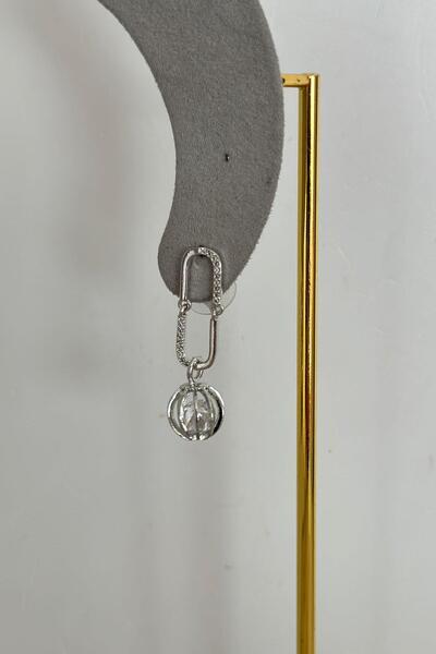 MyladyAccessoriess Zirkon Taş Detaylı Sallantılı Topçuk Küpe Gümüş